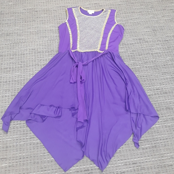 Rejoice Dance Ministry Sleeveless Purple and Gold Praise Dance Dress - Size 4X - Picture 10 of 12